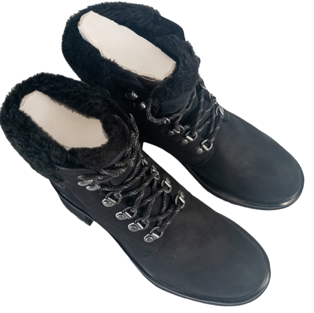 Timberland Kinsley Leather Ankle Boots Black Nubuck -10 - Picture 4 of 4